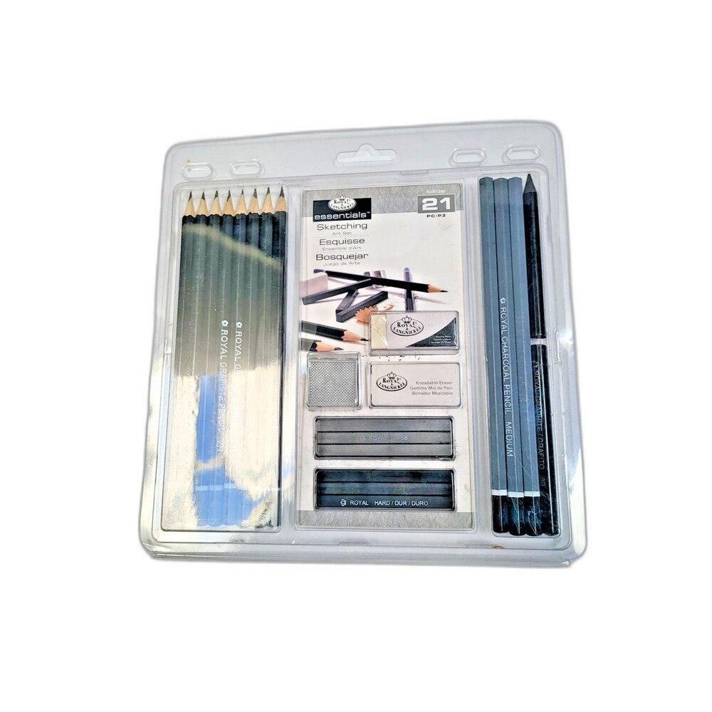 Royal & Langnickel Essentials Sketching Pencil Set 21pc Broken Graphite Charcoal